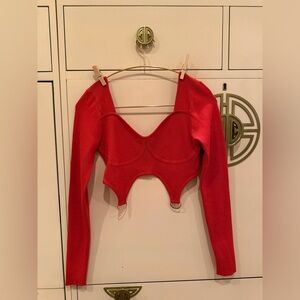 Hera Collection Red Long Sleeve Crop Top
